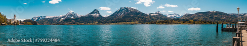 Wolfgangsee, Lake Wolfgang panorama, mountains in Austria © michalsanca
