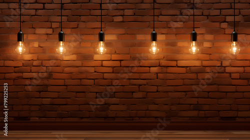 Brick wall hanging light bulb