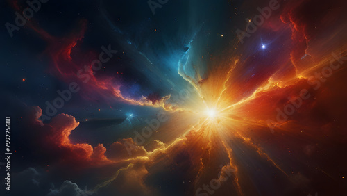 a golden supernova explosion with shimmering effects against dark space © deeplek