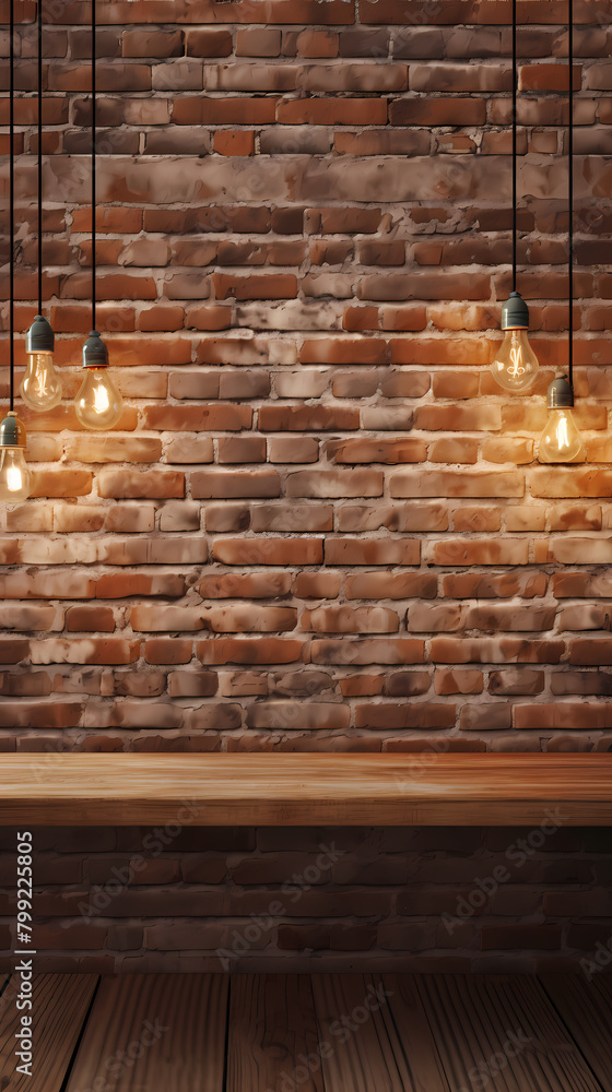 Brick wall hanging light bulb Brick wall hanging light bulb