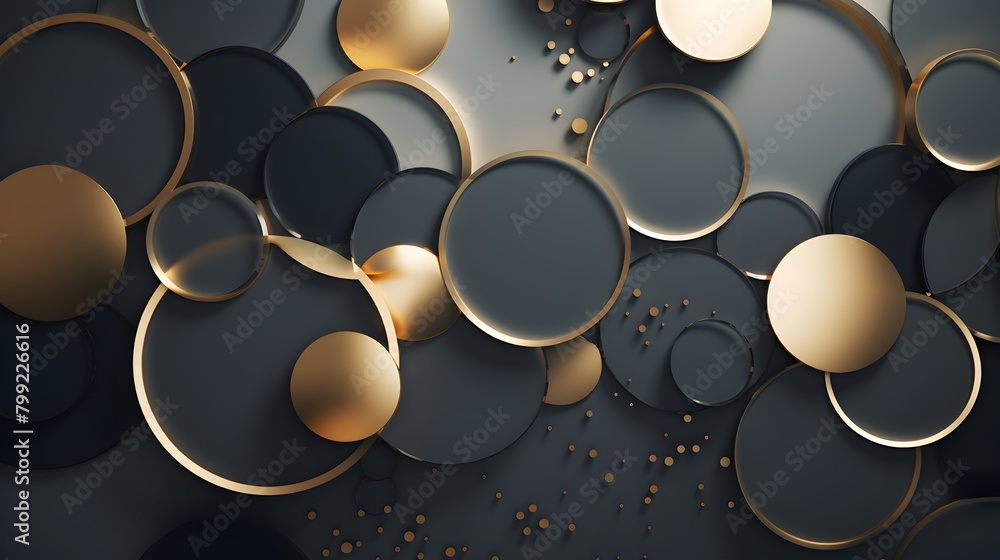 Behold the elegance of a tech-inspired geometric background, where abstract golden and grey circles intertwine to form a captivating vector banner design, captured in mesmerizing HD clarity Behold the elegance of a tech-inspired geometric background, where abstract golden and grey circles intertwine to form a captivating vector banner design, captured in mesmerizing HD clarity