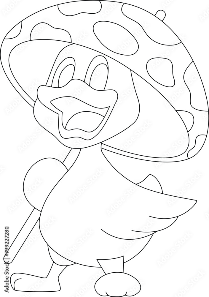 Obraz premium Duck Umbrella Animal Vector Graphic Art Illustration