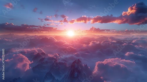 A beautiful sunset over the clouds