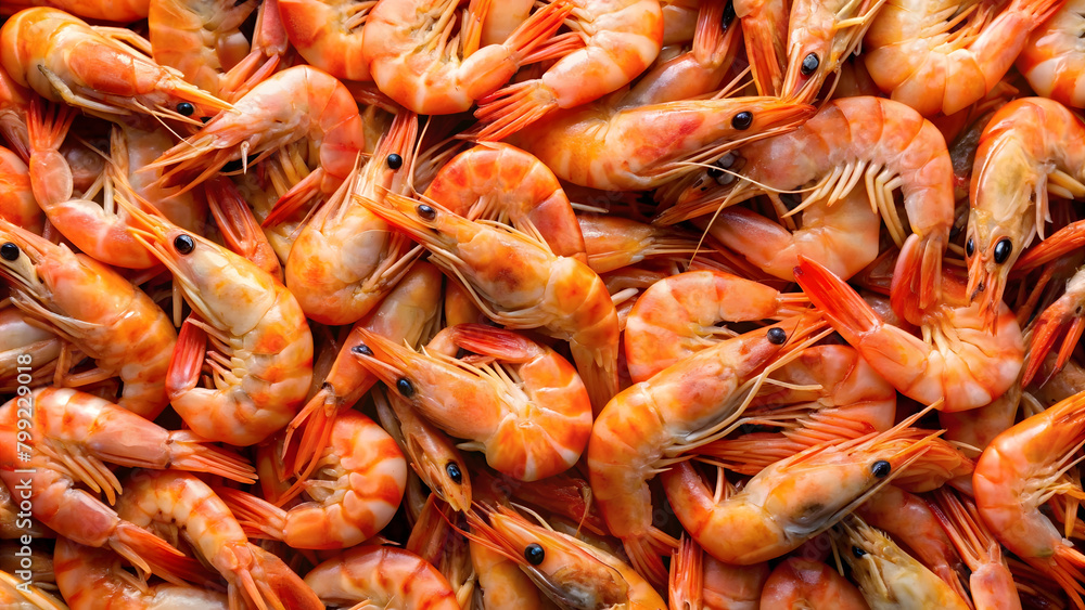 Shrimp background with closeup of group of fresh tasty crustacean gourmet seafood Shrimp background with closeup of group of fresh tasty crustacean gourmet seafood