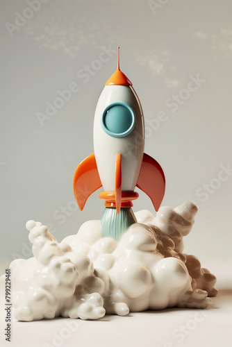 3d Rocket launching, startup concept