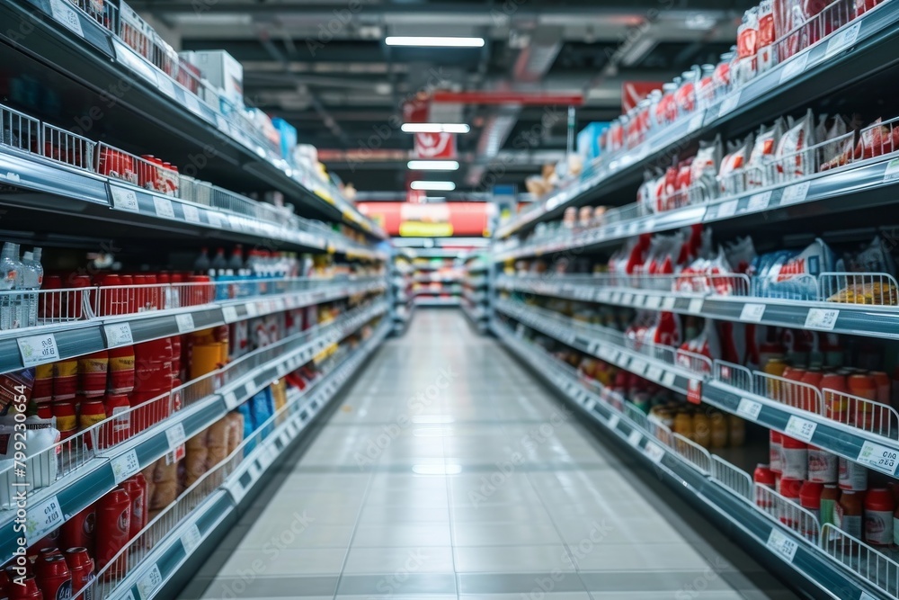 A supermarket store with a lot of food and drinks in the freezer section A supermarket store with a lot of food and drinks in the freezer section