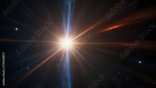 a radiant cosmic flare with intense colors in deep space