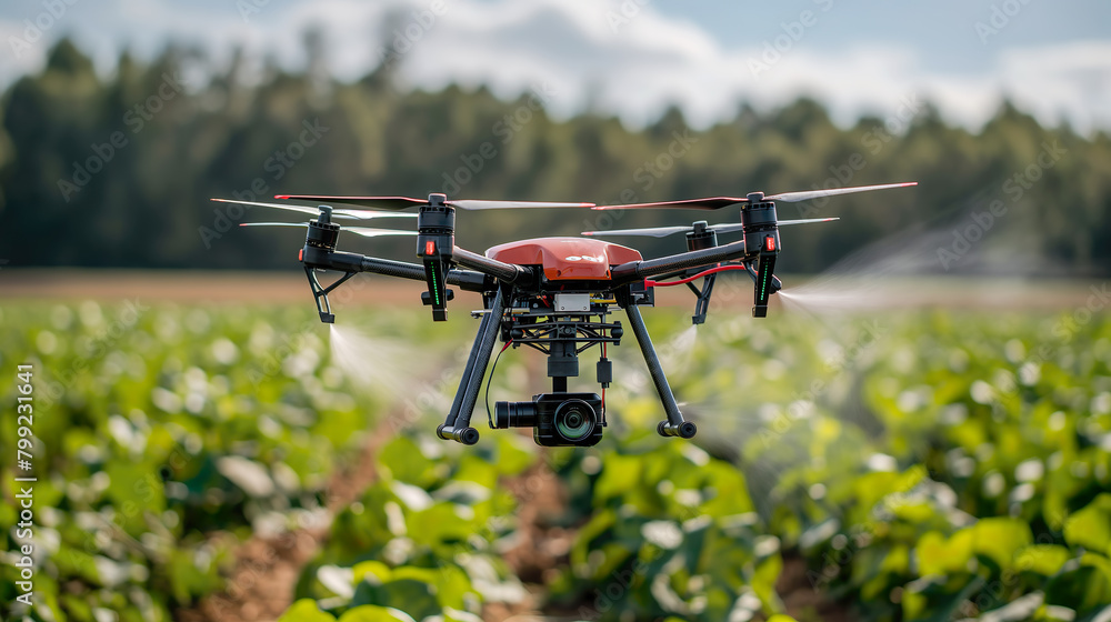 Drones flying on the air to spray pesticides, agricultural technology drones, pest control using drones. Drones flying on the air to spray pesticides, agricultural technology drones, pest control using drones.