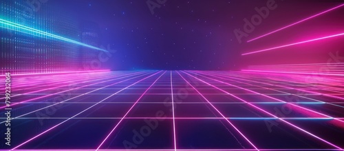 3D background of colorful neon lights emitting light