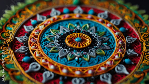 Mexican traditional round flower ornament