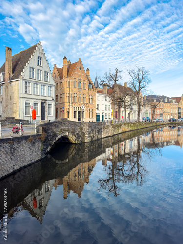Belgium historic building view famous place to tourism  Bruges  Belgium historic canals at daytime