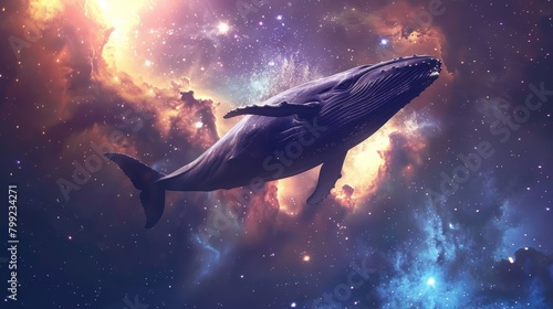 Whale Soaring Through the Cosmos Generative AI