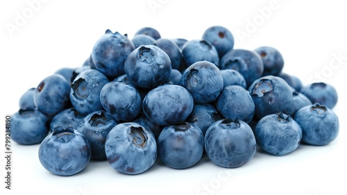 A cluster of blueberries on white background.