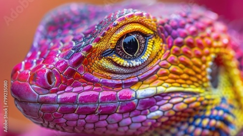 Vibrant Close-up of a Colorful Lizard © Ahtesham