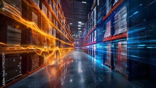 Smart warehouse system uses AR tech for efficient package picking and delivery. Concept Smart Warehouses  AR Technology  Efficient Package Picking  Delivery Optimization