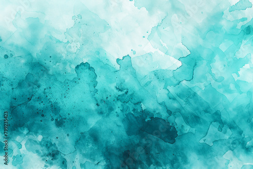 Abstract watercolor wash in shades of teal and aqua, creating a fluid and organic backdrop with a calming and artistic effect