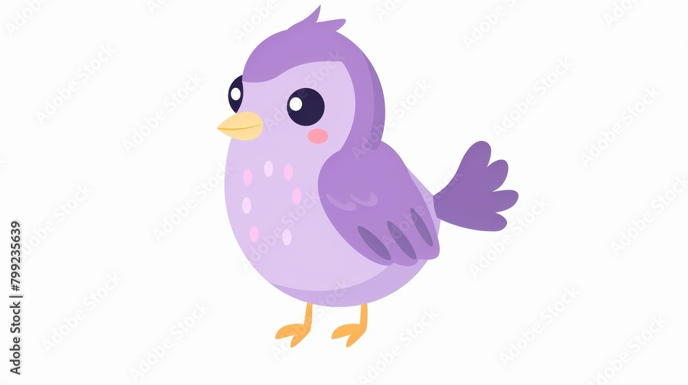 Adorable Purple Bird on White Background Generative AI Adorable Purple Bird on White Background Generative AI