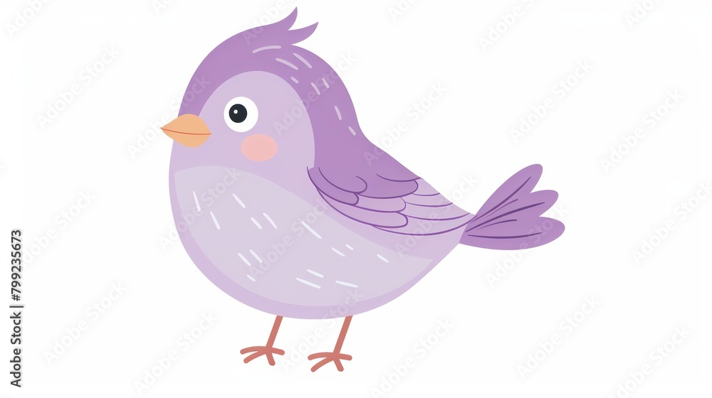 Obraz premium Adorable Purple Bird on White Background Generative AI
