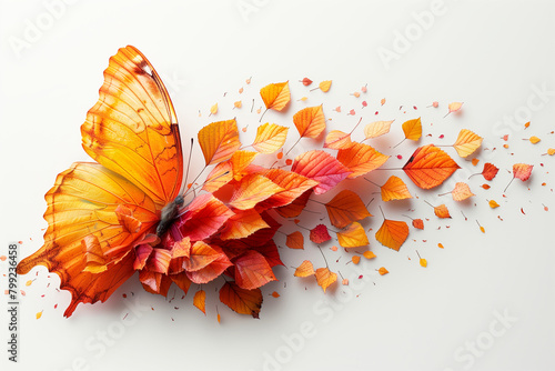 An abstract butterfly in leaves autumn colour
