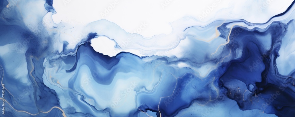 Navy blue art abstract paint blots background with alcohol ink colors marble texture blank empty pattern with copy space for product design or text 