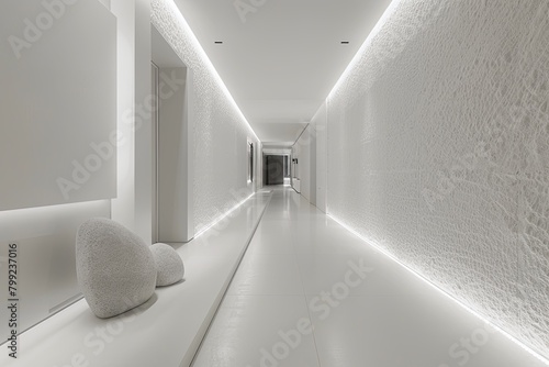 Stark White Geometric Luxury: Minimalist Interior Design in Monochromatic Light