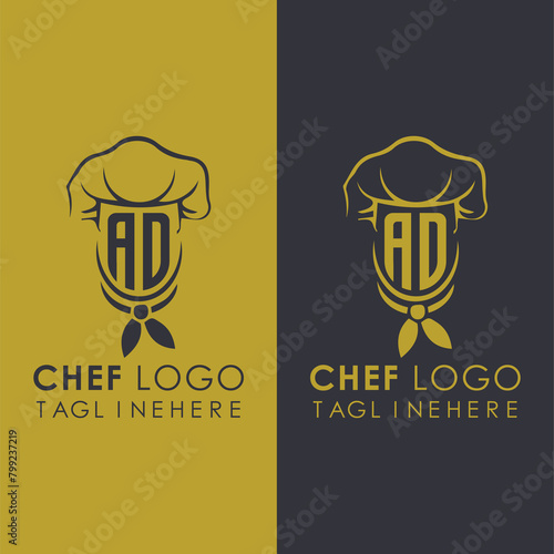 AD initial monogram for chef cooking logo with creative style design.	
