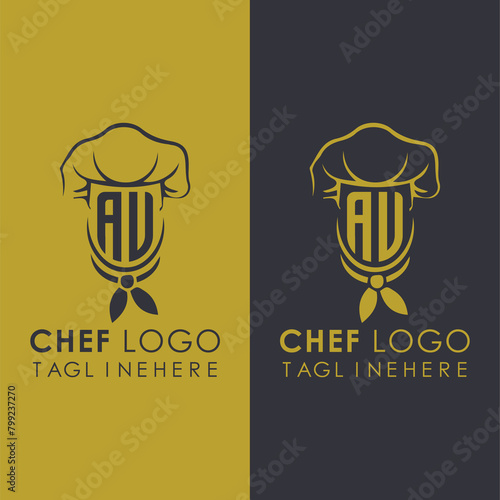 AU initial monogram for chef cooking logo with creative style design.	
