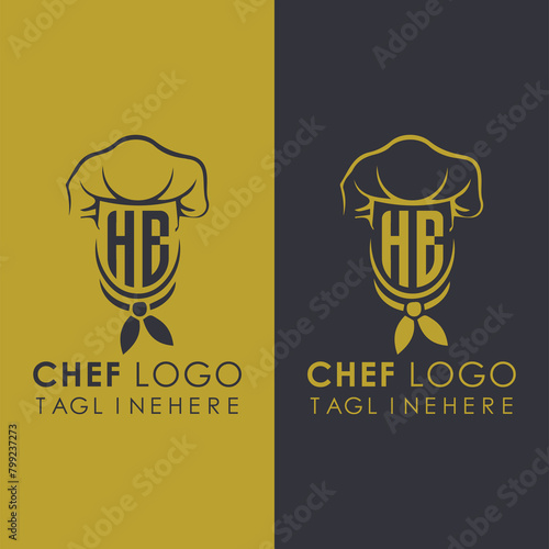 HB initial monogram for chef cooking logo with creative style design.	

