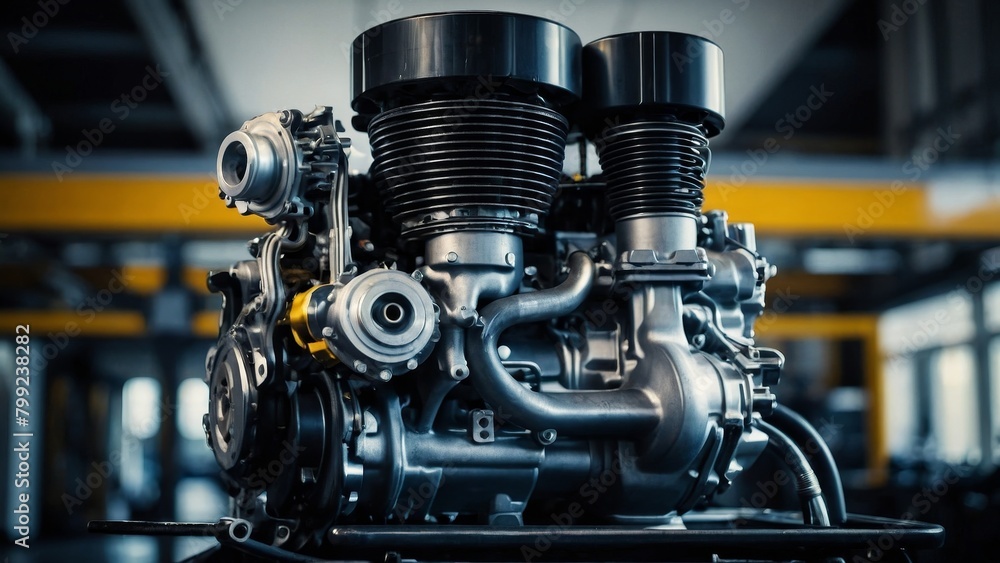 Automotive Industry: Powerful Combustion Engine Close-Up Automotive Industry: Powerful Combustion Engine Close-Up