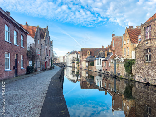 Belgium historic building view famous place to tourism, Bruges, Belgium historic canals at daytime