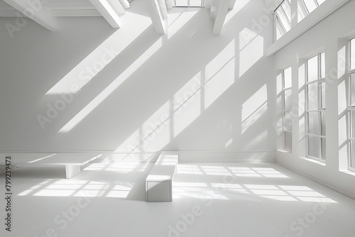 White Room Interplay: Minimalistic Skylight Dining Concept