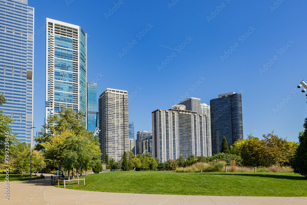 Sunny exterior view of the downtown cityscape Sunny exterior view of the downtown cityscape