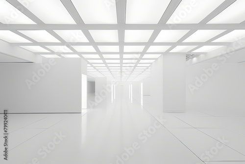 Minimalistic White Room  Art Gallery Illuminated by Natural Light Dynamics