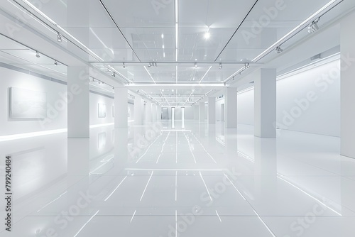 Reflective White Flooring: Modern Art Gallery and Museum Space Design