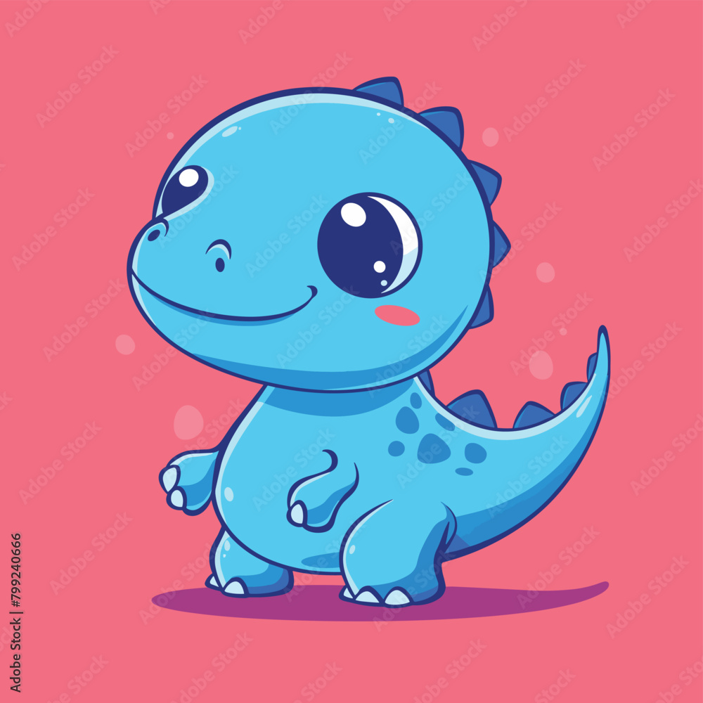 Cute blue dinosaur simple flat style vector illustration Cute blue dinosaur simple flat style vector illustration