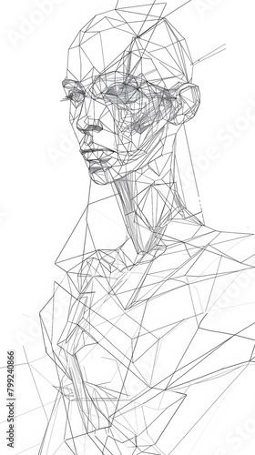 A beautiful woman s face blind contour continuous line AI Generated