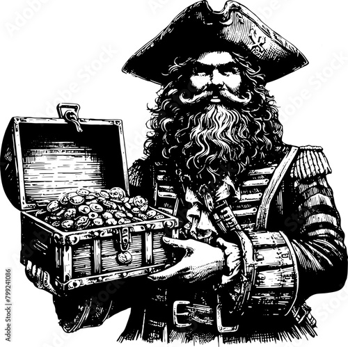 Pirate With Treasure Chest