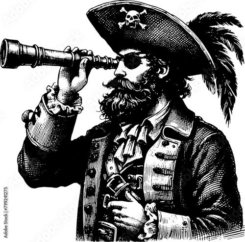 Pirate Looking Through The Spyglass 