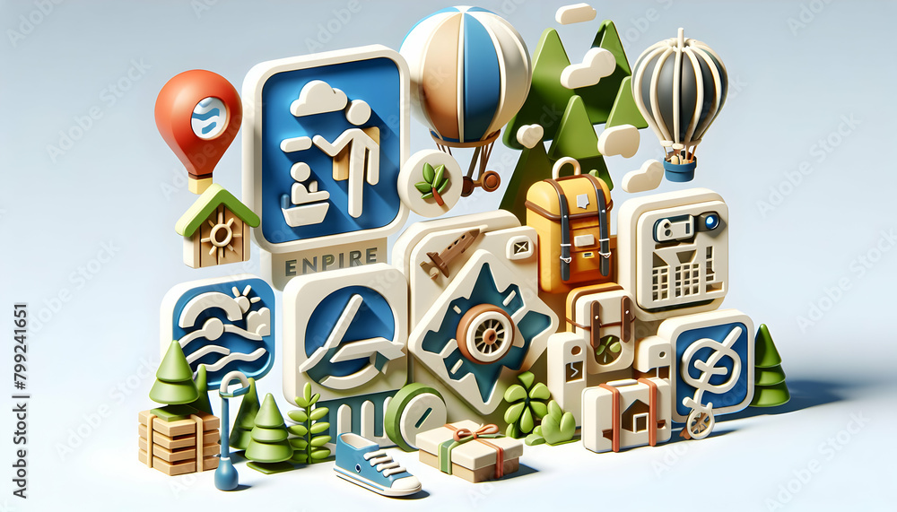 Discover Eco-Friendly Travel Adventures: 3D Icon Cartoon Concept for Sustainable Tourism and Responsible Travel Experiences