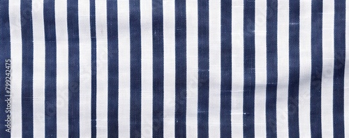 Navy blue white striped natural cotton linen textile texture background blank empty pattern with copy space for product design or text copyspace mock-up 