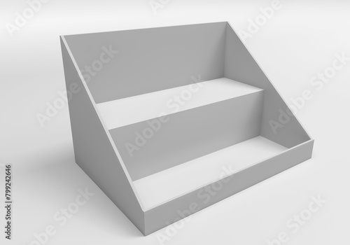 Empty Product Display Tray, POP, Counter Or Countertop Display, 3D Rendered photo