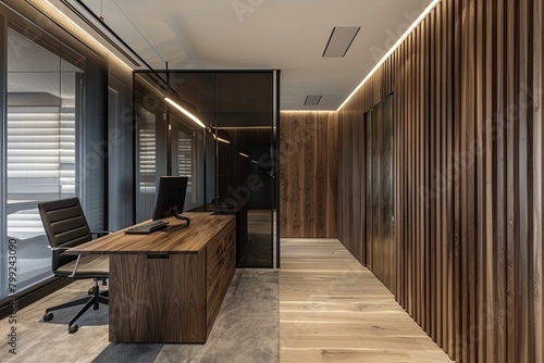 Decorative Walnut Timber  Classic Warmth in Modern Office Design