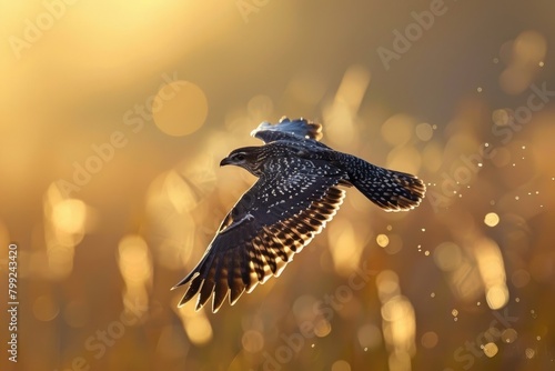 In Flight: Common Nighthawk Soaring over Wetlands at East End of Galveston Island