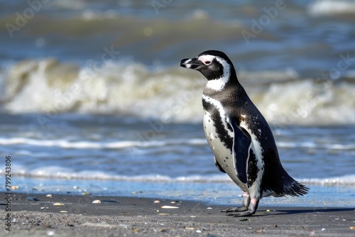 Male and Female Magellanic Penguins Walking on Argentinian Beach - Natural Wildlife and Beauty
