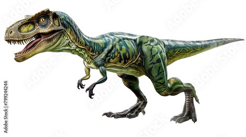 Velociraptor Dinosaurs Illustration on White Background. Nature-themed Graphic Design of Green