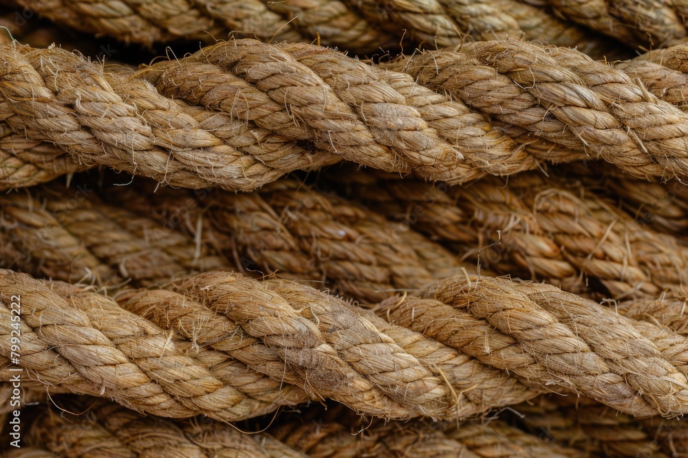 Up Close: Thick Rope in Neutral Tones. Perfect as a Nautical or DIY Background or Texture