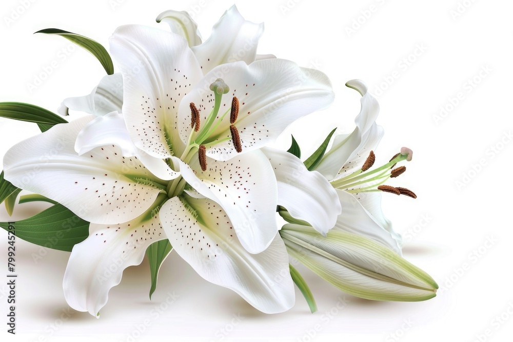 Expressing Condolence with Sympathy Card - Lilium Flowers Against White Background for Memorial