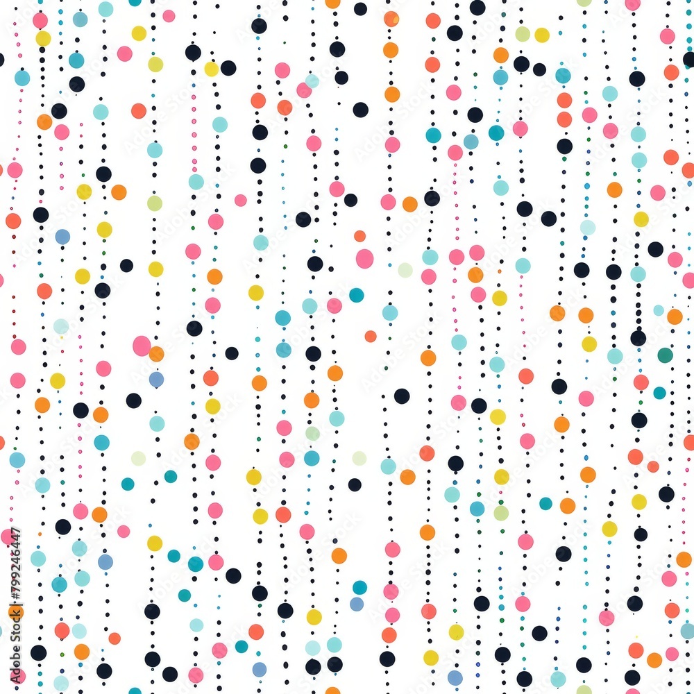 Cheerful Vibrant Dots and Abstract Lines on Modern Texture