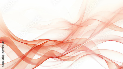Soft abstract pattern of smooth red lines flowing on a white background