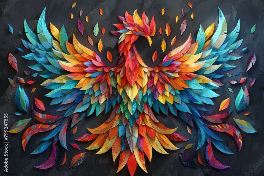 Vibrant Paper Feather Wings Mural Vibrant Paper Feather Wings Mural